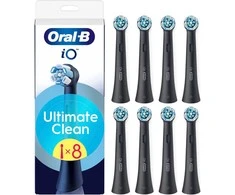 Oral-B iO Ultimate Clean Juodas pakaitiniai šepetėliai, 8 vnt., juodi