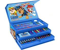 Dažymo dėklas - PAW PATROL - rinkinys 52vnt popierinėje įrankių dėžėje su rankena
