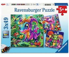 RAVENSBURGER Dėlionė dėlionė Mažieji sodo drakonai, 3x49 det., 12004301 0