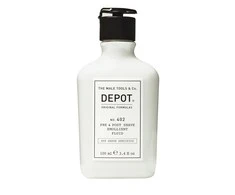 „Depot 400 Shave Specifications No. 402“ raminamasis skystis prieš ir po skutimosi su eteriniais aliejais, 100 ml