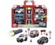 Simba Mini gelbėjimo transporto priemonių priedai + žibintuvėlis „Micro Sos“ žaidimų rinkinys