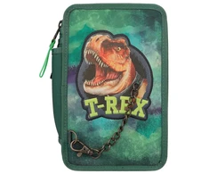 Dino World - Trigubas pieštukų dėklas - T-REX - Žalias - (0412506)