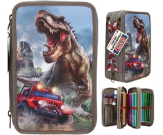 Dino World - Trigubas pieštukų dėklas NEW WORLD (0013693)