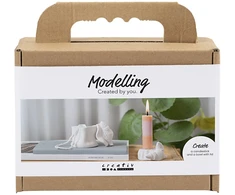DIY Kit - Mini rankdarbių rinkinys modeliavimui, žvakidė su kriauklėmis - balkšva - 1 pakuotė (977842)