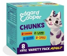 Edgard Cooper – kačių suaugusiųjų veterinarinio maisto gabaliukai Multipack – 8x85g
