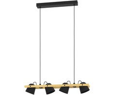 „Eglo“ – „Hornwood-Z“ išmanusis pakabinamas šviestuvas – natūralios medienos ir juodos spalvos – RGB + reguliuojamos baltos spalvos – 78 cm – „Zigbee“ ir „Bluetooth“