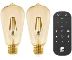 EGLO - Rinkinys 2x E27 ST64 gintaro spalvos, nuotolinio valdymo pultas - Šiltai balta - Zigbee, Bluetooth