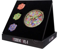 Envil - Resident Evil 4 Limited Edition Church Puzzle Medallion Set - Three smaller medallions: 38mm diameter each, One larger medallion: 85mm diameter, Total height: 18cm