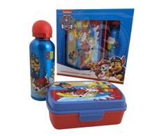 Kids Euroswan - Akcesoria licencyjne Aliuminio vandens butelis + Paw Patrol priešpiečių dėžutė