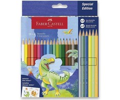 Šešiabriaunės kreidelės Dinozauras 18+6col + lipdukai - Faber Castell
