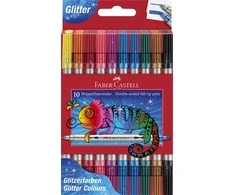 Flomasteriai Faber-Castell, 20 spalvų, dvipusiai, blizgučiai