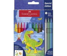 Spigen Faber-Castell - Felt-Tip Pen Dinosaur 10 + 3 with Stickers (554214)