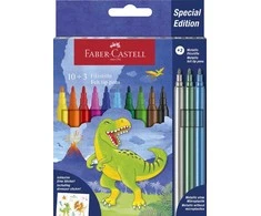Spigen Faber-Castell - Felt-Tip Pen Dinosaur 10 + 3 with Stickers (554214)