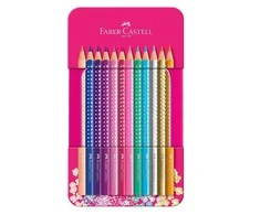 Faber-Castell - Sparkle spalvotas pieštukas, 12 vnt skardinėje dėžutėje (201737)