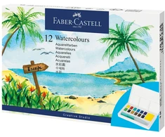 Akvareliniai dažai Faber-Castell Creative Studio, 12 spalvų + teptukas