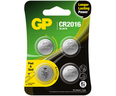 GP Battery GP - ličio elementų baterijos CR2016, 3 V, su apsauginiu sandarikliu, 4 vnt. pakuotėje