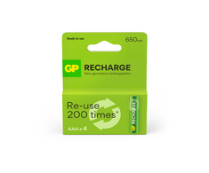 GP Battery GP - Įkraunamos baterijos, AAA dydžio, 650 mAh, 4 vnt. pakuotė