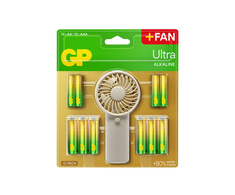 GP Battery GP - Ultra Alkaline 12 x AA + 12 x AAA batteries + hand fan