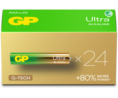 GP Battery GP - Ultra Alkaline baterijos, AAA dydžio, 24AU/LR03, 1,5 V, 24 vnt. pakuotė