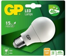 GP – klasikinė LED lempa, E27, 6W (40W), 470lm
