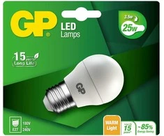 GP - LED lemputė, maža rutulinė, E27, 3,5 W (25 W), 250 lm