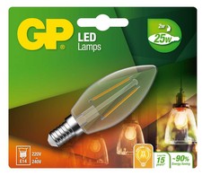 GP - LED lemputė su gijos formos mini žvake, E14, 2W (25W), 250lm