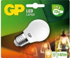 GP – LED lempos kaitinimo siūlas, šaldytas mini gaublys, E27, 1,2 W (15 W), 136 lm