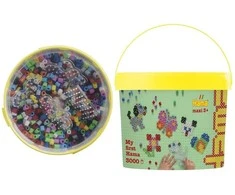 Hama Beads Hama - Maxi karoliukai - 3000 vnt + 4 lėkštės kibire (388806)