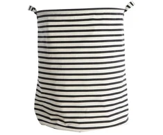 House Doctor - „Stripes“ skalbinių maišas su juostelėmis - aukštis 50 cm - juodas/baltas