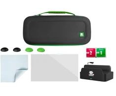 iMP Tech - Protect and Charge Pack with Case, Charge Dock, Tempered Glass Screen Protector and 4 Thumb Grips - Juodas