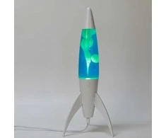 Itotal Lava lempa Rocket su baltu pagrindu, mėlynu skysčiu ir baltu vašku, 44x16x16 cm