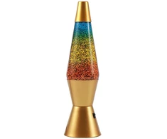 iTotal - Spaceship LED Glitter Lamp with auksinis base and rainbow glitter - Rainbow (XL3338)