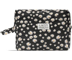 Kelioninis Karen - Large toiletry bag with embroidered daisies - Juodas - Large
