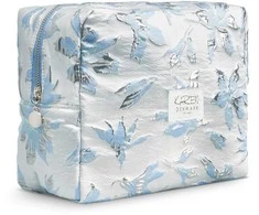 Karen - tualeto reikmenų krepšys - mėlynas/baltas brokatas