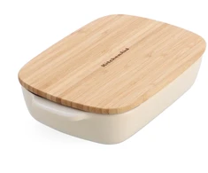 KitchenAid keramikinis indas 26x15,5x6,5 cm su migdolų kremo dangteliu