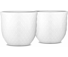 Lyngby Porcelæn - Rombo balto kiaušinio puodelis - Ø5 cm - 2 rinkinys