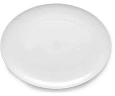 Lyngby Porcelæn - Rhombe baltas ovalus serviravimo indas - 42x32 cm
