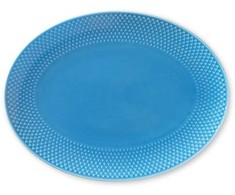 Lyngby Porcelæn – rombo spalvos ovalus serviravimo indas – 28,5x21,5 cm – mėlynas