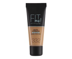 „Maybelline Fit Me Matte + Poreless Foundation“ makiažo pagrindas, 332 Golden Caramel, 30 ml