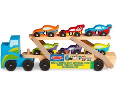 Melissa Doug - Medinės transporto priemonės Automobilių vežėjas Mega lenktyninis automobilis (806254)