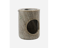Meraki - Aliejaus degiklis - MKMarble rusvai gelsvas - Sidabrinė apdaila - Ilgis: 7,5 cm, Plotis: 7,5 cm, Aukštis: 10 cm