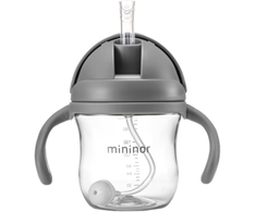 Mininor Global Aps „Miniror Global“ – šiaudinis butelis iš tritano, 220 ml, pilkas sandariklis (14241)