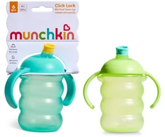 Munchkin - 2pk Click Lock™ Bite-Proof Trainer Cup +6m - Mėlyna/Žalias - 240 ml