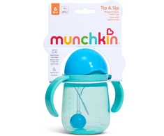 MUNCHKIN mokomasis puodelis su šiaudeliu TIP &amp; SIP, mėlynas, 6 mėn+, 207 ml, 90646P