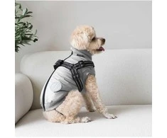 Nordic Paws Šiaurietiškos letenėlės - Šuns kailis Thor su petnešomis - Šviesiai pilka - M 40cm