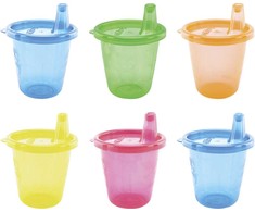„Nuby“ – 6 puodelių rinkinys su laisvo srauto snapeliu – ryškiaspalvis – 210 ml + 9 vnt.