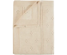 Patalynės komplektas Bibs SEINĖLIUKAI - Megztas pledas su drobiniu užtiesalu - Dramblio kaulo spalvos - 70x100cm