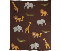 Patalynės komplektas Rice - Knitted Baby Blanket with Animals and 3D Details - Chocolate Brown
