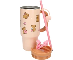 PENFection - Puodelis išsinešimui su šiaudeliu - CAPYBARA - Smėlio-rudos spalvos - 470 ml