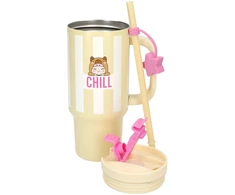 PENFection - Puodelis išsinešimui su šiaudeliu CHILL - Sviesto geltonumo - 470 ml